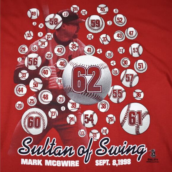 Vintage St Louis Cardinals Baseball Mark McGuire Red Starter shirt sz large USA - Picture 3 of 7